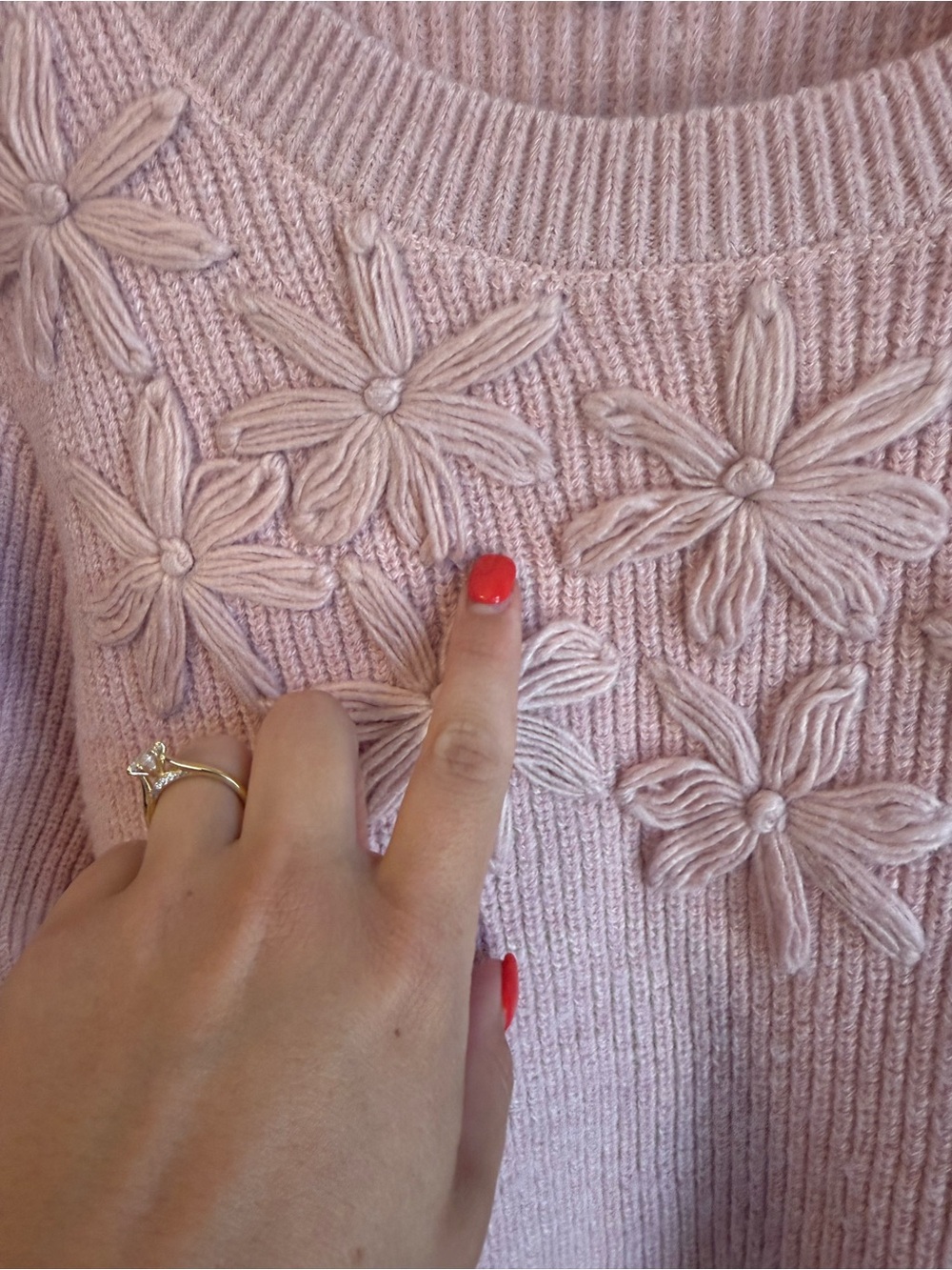 Nanette Lepore Blush Pink Floral Appliqué Sweater Cottagecore Coquette M - Picture 6 of 7